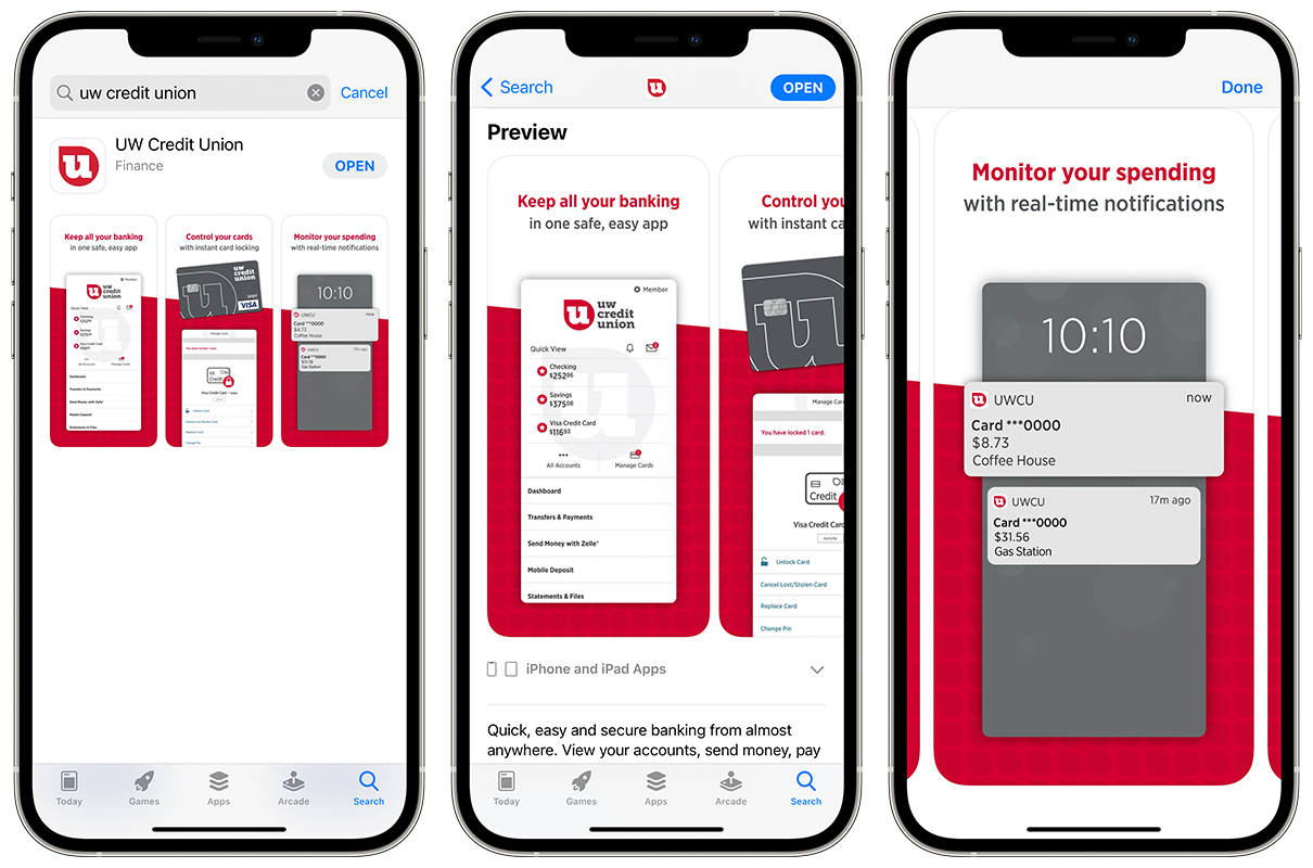 app listing on iPhone