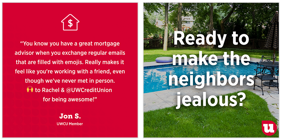 Two Examples of UWCU Social Posts Created from Templates