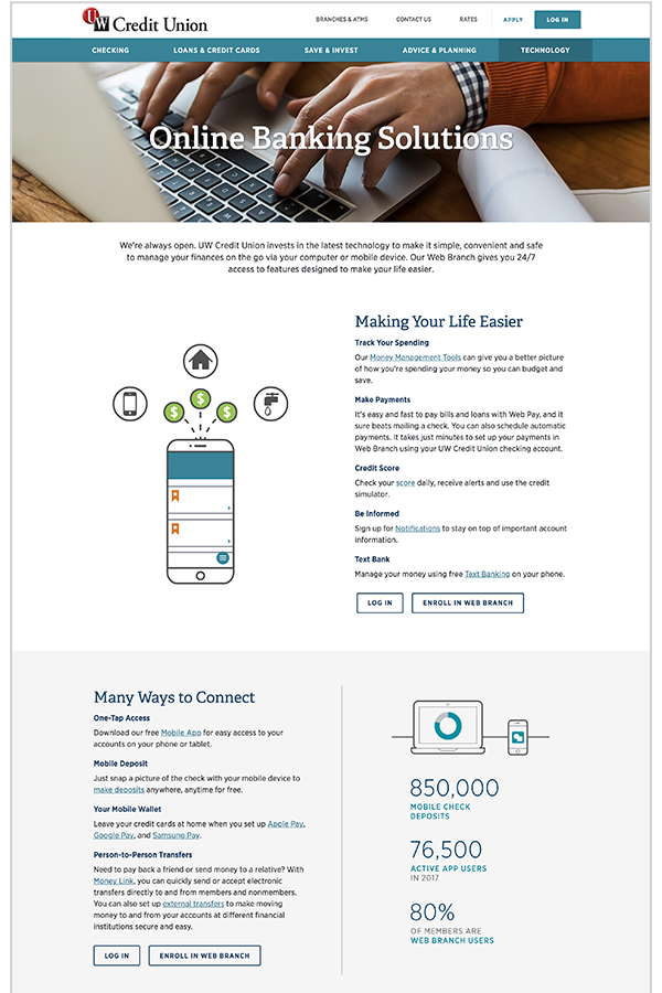 Responsive Site Online Banking Page Design